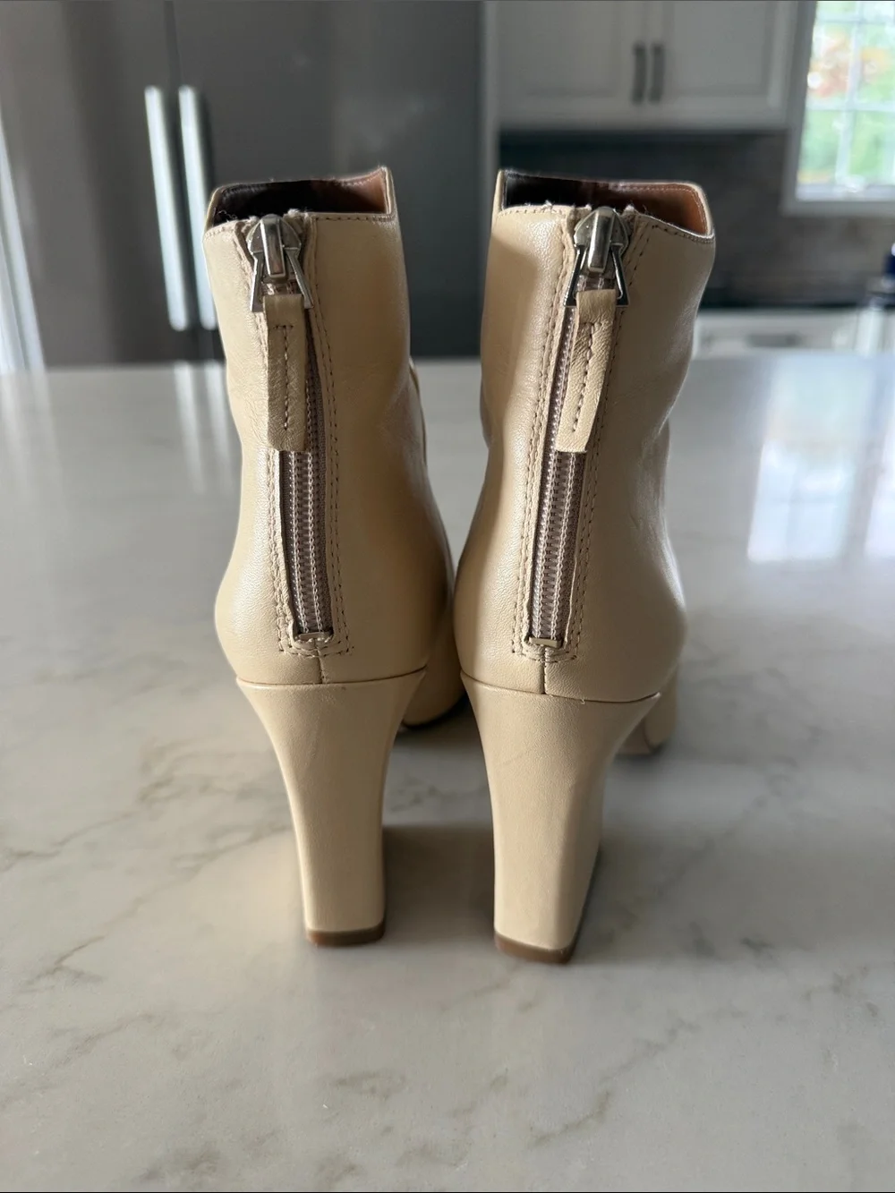 Franco Sarto Cream Pointed Toe Ankle Booties